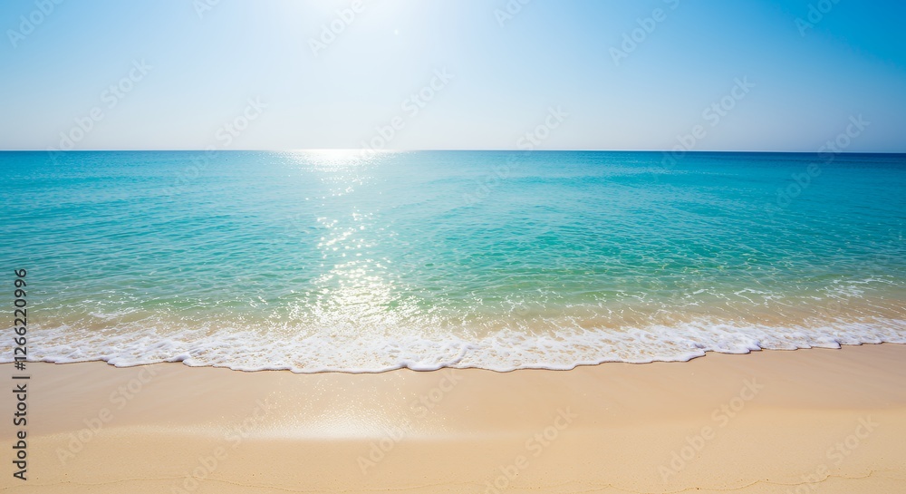 Beautiful Tropical Beach with Turquoise Water and Clear Blue Sky Beautiful Tropical Beach with Turquoise Water and Clear Blue Sky