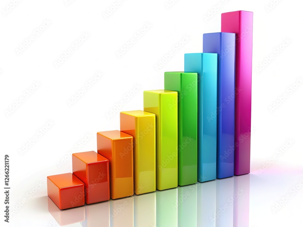 3D Bar Graph White Background Isolated Copy Space 3D Bar Graph White Background Isolated Copy Space