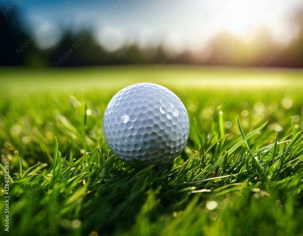 Obraz premium balle de golf dans l'herbe sur un parcours 18 trous en ia