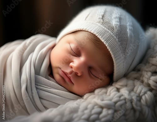 petit bébé nouveau né en train de dormir dans des couvertures douces en ia photo