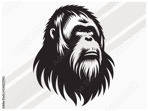 Orangutan Face Silhouette for Wildlife Art Primate Logos and Graphic Designs