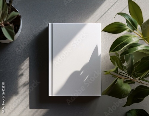 couverture d'un livre blanc avec zone d'écriture libre, présentation d'un livre, maquette libre en ia