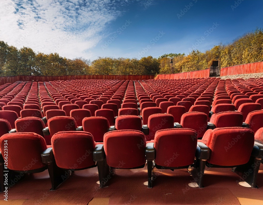 Fototapeta premium détail d'une salle de spectacle avec de beaux fauteuils confortables en extérieur en ia 