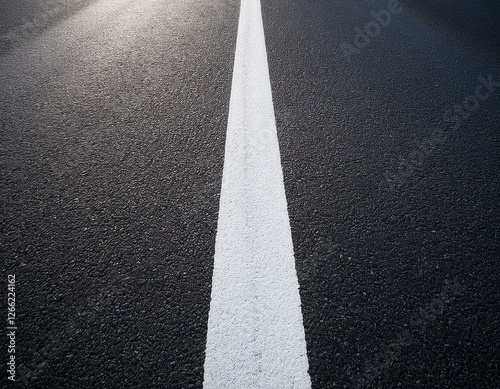 route en asphalte noire avec un bande blanche en ia ligne continue