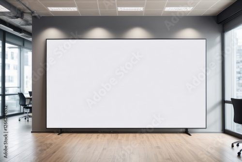Empty office room with white board for copy space on the wall