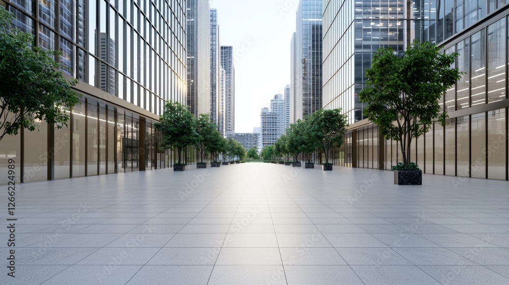 Fototapeta premium Futuristic Urban Revitalization: 3D Render of Modern City Renovation Projects with Real Estate Development and Ultra-Realistic Textures