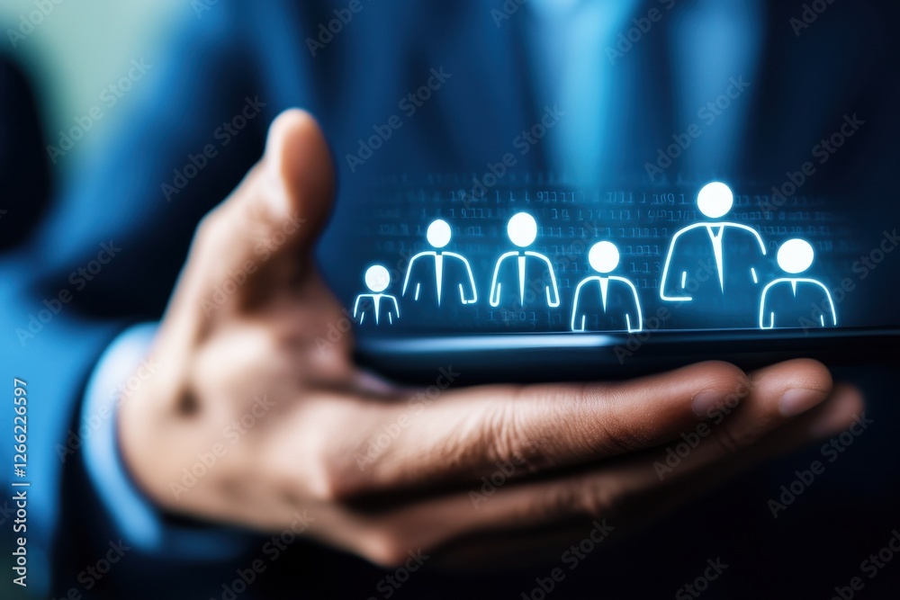 Person Holding Tablet with Digital Icons Representing Community Engagement and Network Connectivity Concept in Professional Setting Person Holding Tablet with Digital Icons Representing Community Engagement and Network Connectivity Concept in Professional Setting