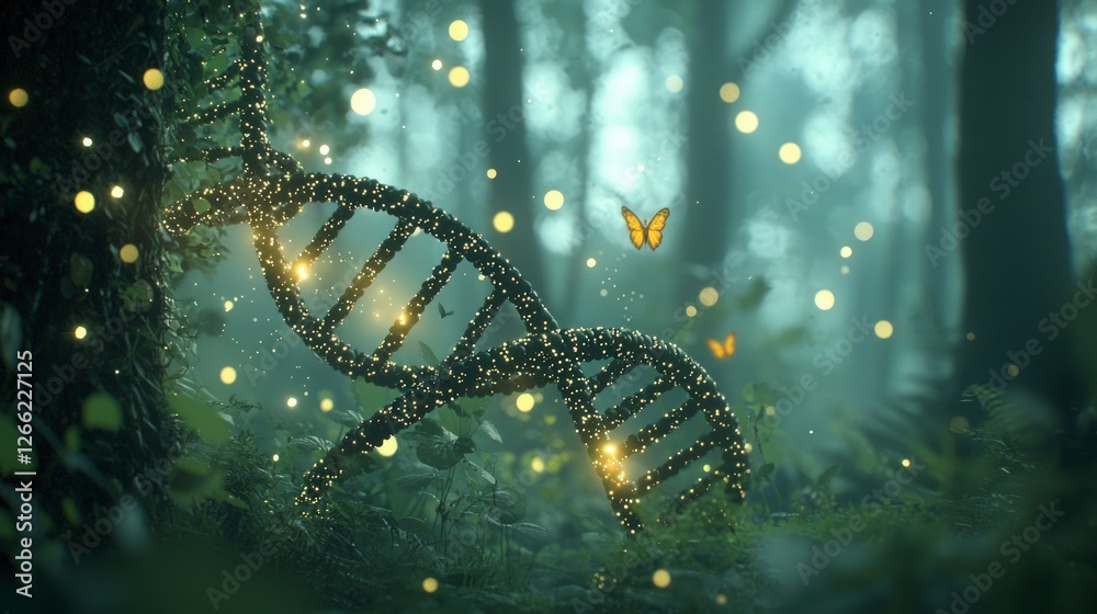 Enchanting DNA Strand in Mystical Forest Nature Genetics Life Enchanting DNA Strand in Mystical Forest Nature Genetics Life
