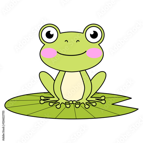 Cute frog on leaf illustration 