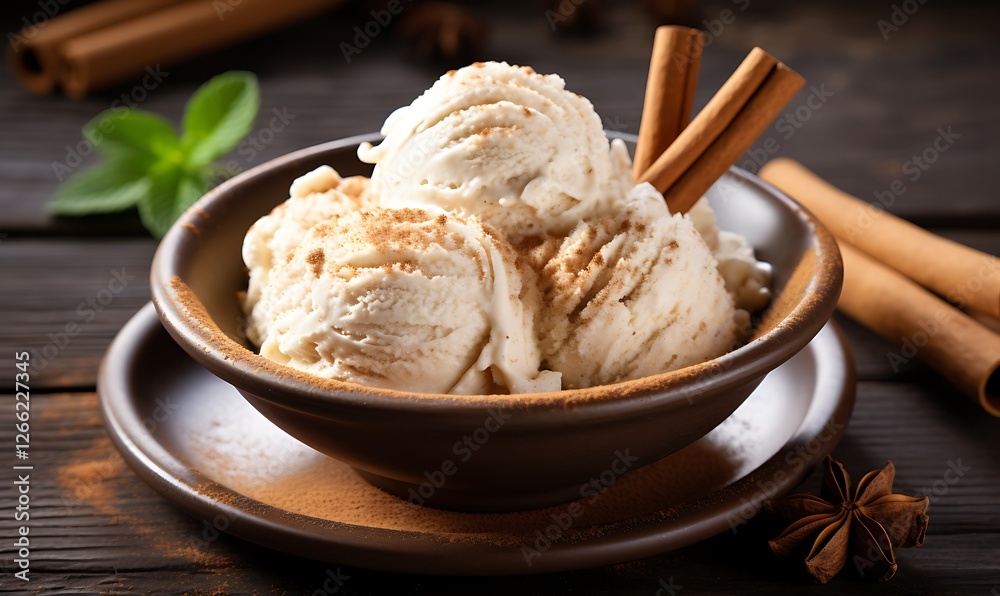 Vanilla ice cream with cinnamon and star anise Vanilla ice cream with cinnamon and star anise