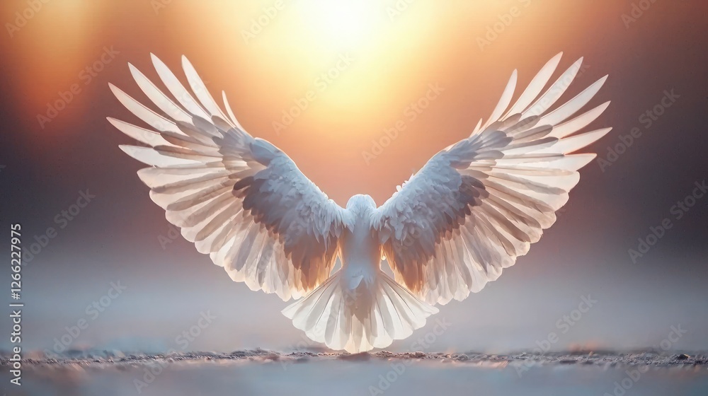 Obraz premium Majestic White Bird Sunset Wings Spread Freedom Power Flight
