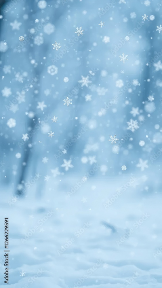 Fototapeta premium Snowflakes create a frozen mist in the winter scene, winter wonderland, festive decor