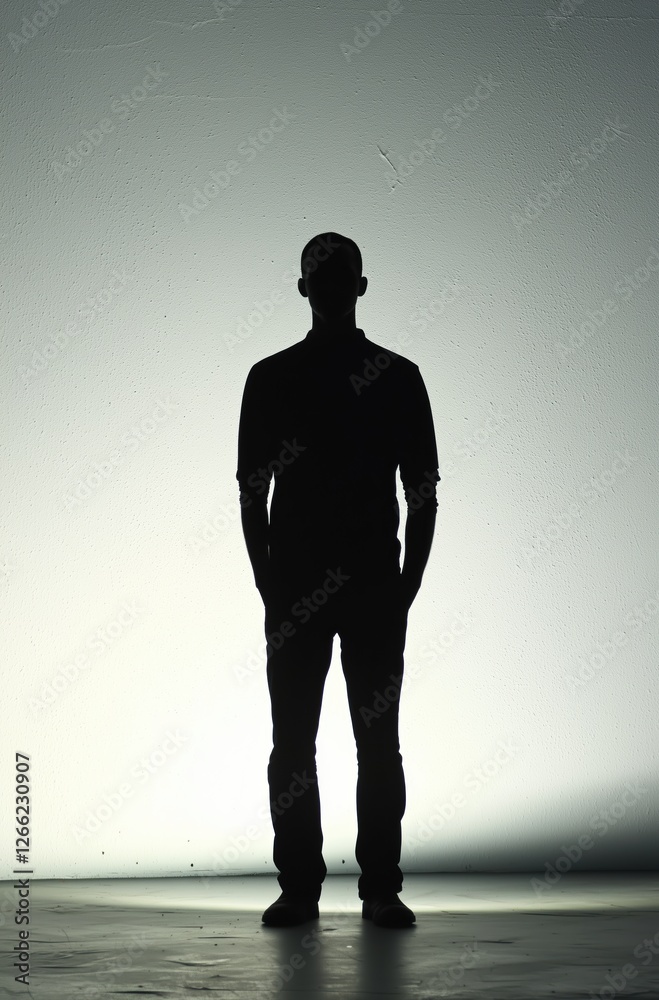 silhouette of a man standing against a bright background. minimalist and mysterious concept.