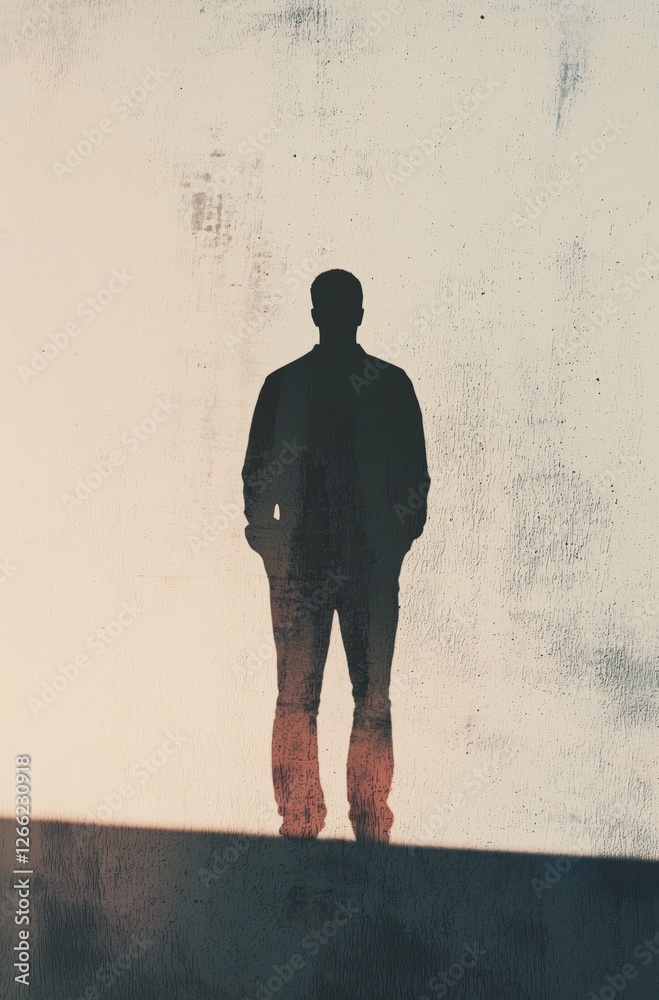 silhouette of a man standing against a bright background. minimalist and mysterious concept.