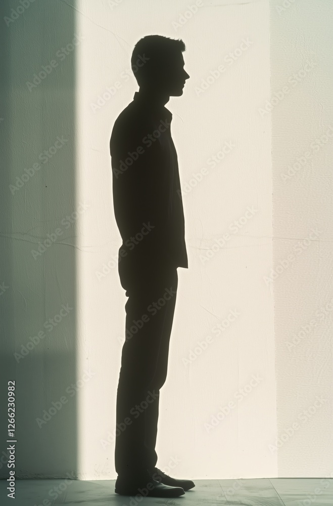 silhouette of a man standing against a bright background. minimalist and mysterious concept.