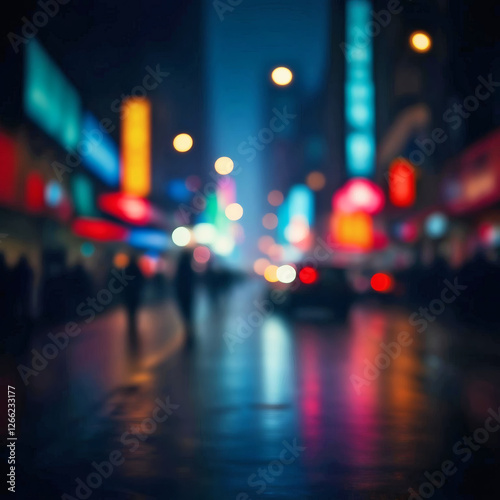 Wallpaper Mural A stunning night view of a vibrant city street with blurred light effects, perfect for creative designs and atmospheric backgrounds. Emphasizes a dreamy and artistic aesthetic. Torontodigital.ca