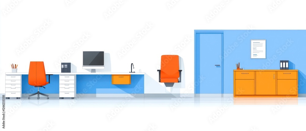 Modern Office Interior Design: Minimalist Workspace with Orange Accents Modern Office Interior Design: Minimalist Workspace with Orange Accents