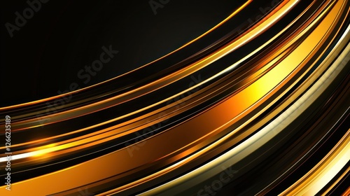 Abstract gold curved lines on black background photo