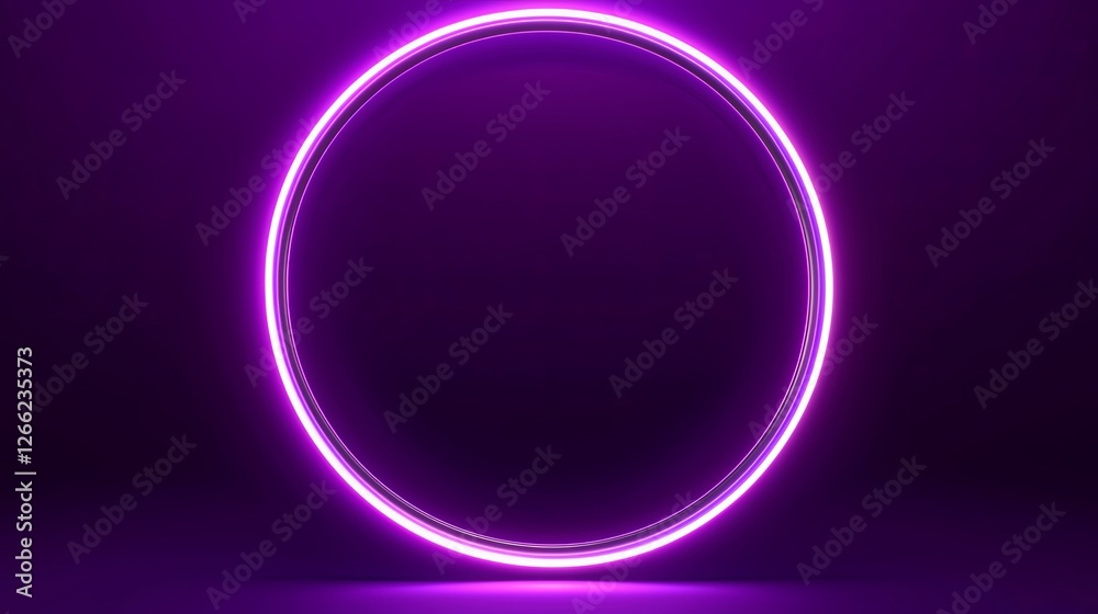 Fototapeta premium Neon Purple Circular Frame on Dark Background for Design Projects