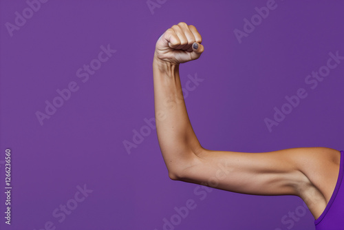 Feminist Biceps Gesture as a Powerful Symbol of Women’s Strength and Resistance Against Gender Inequality with Copy Space photo