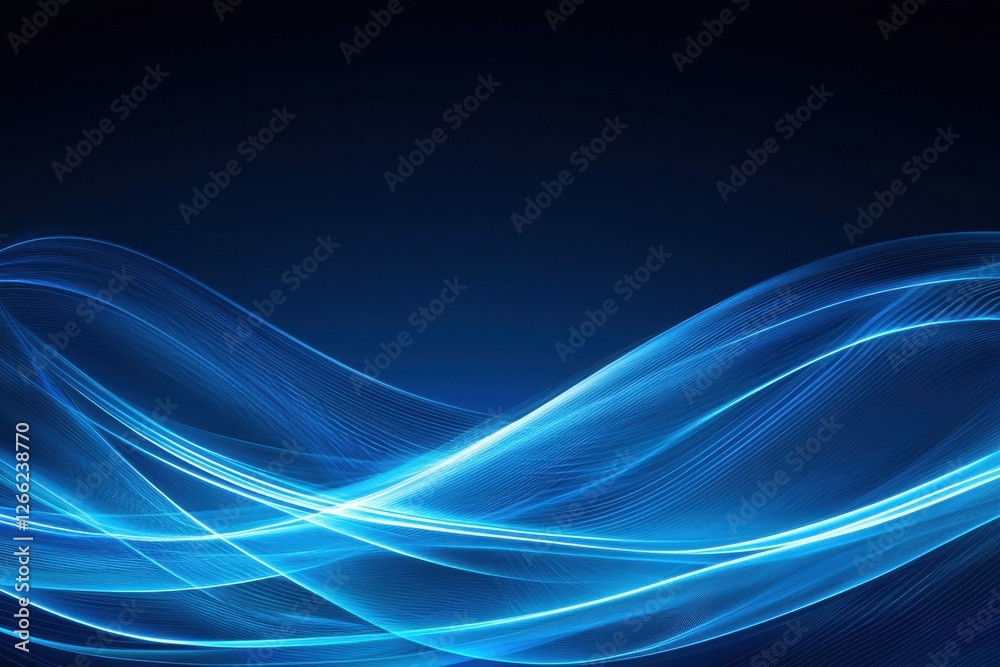 Abstract Blue Light Waves Flowing Across a Dark Background Abstract Blue Light Waves Flowing Across a Dark Background