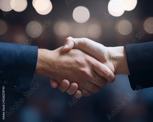 Two Hands Clasping in Business Agreement photo