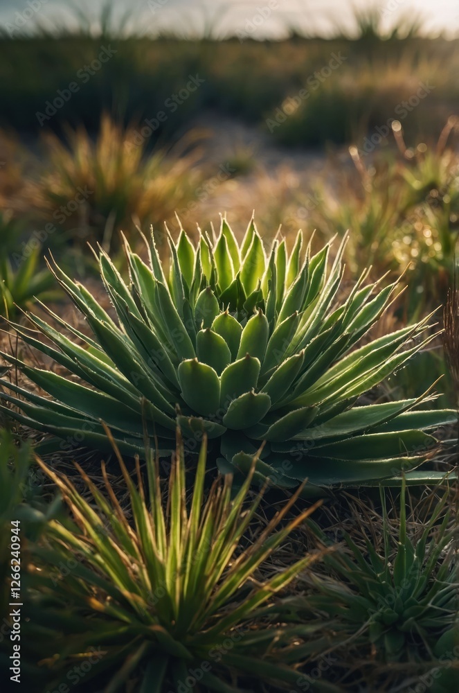 A vibrant cluster of green succulent plants illuminated by sunlight in a natural setting. A vibrant cluster of green succulent plants illuminated by sunlight in a natural setting.