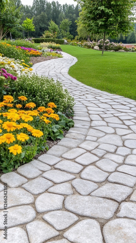 Obraz premium Stone Path Through a Colorful Garden