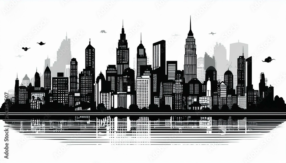 Naklejka premium city silhouettes cityscape with town skyline