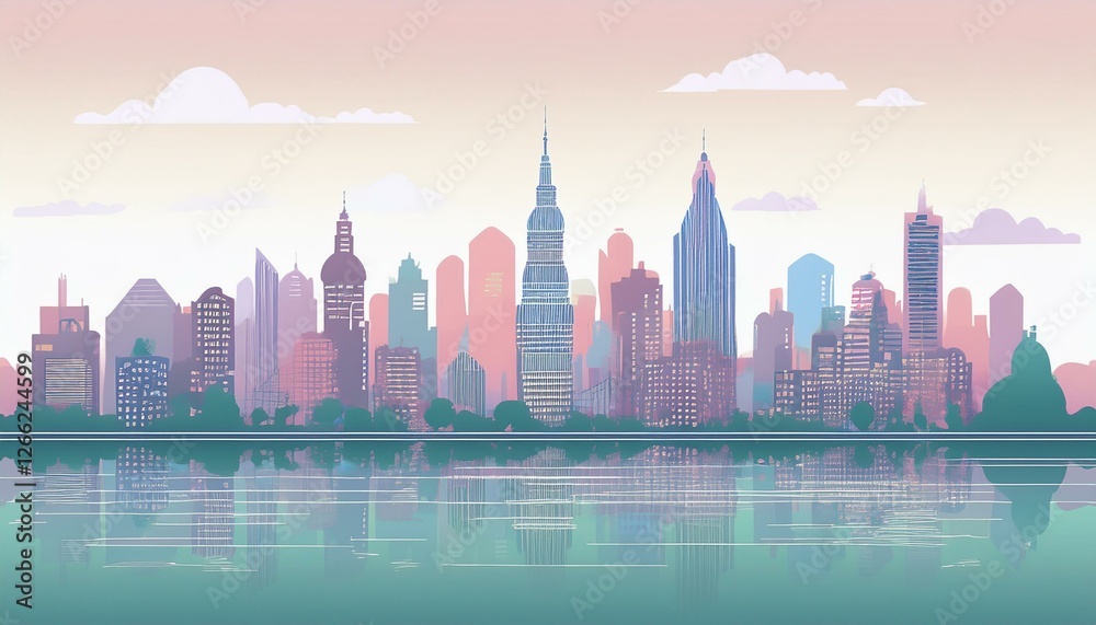 Naklejka premium city silhouettes cityscape with town skyline