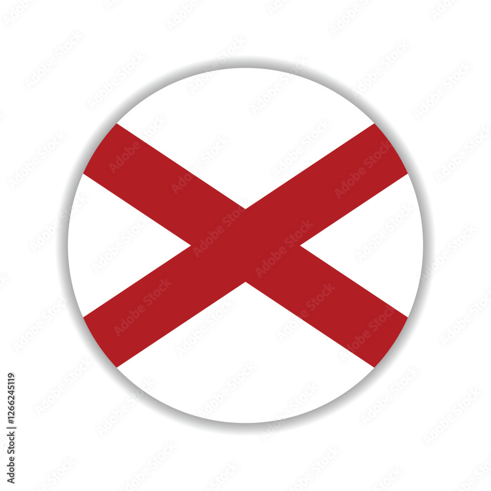 Flag of the state of Alabama. Alabama circle flag. State flag. Standard color. Circle icon flag. Computer illustration. Digital illustration. Vector illustration. Flag of the state of Alabama. Alabama circle flag. State flag. Standard color. Circle icon flag. Computer illustration. Digital illustration. Vector illustration.
