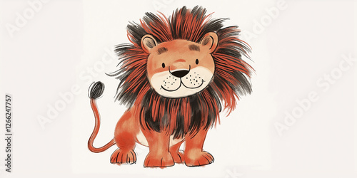 Smiling lion sitting and showing its beautiful mane