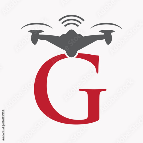 Initial Letter G Drone Logo Design Concept For Agriculture Irrigation Sigh Vector And Template