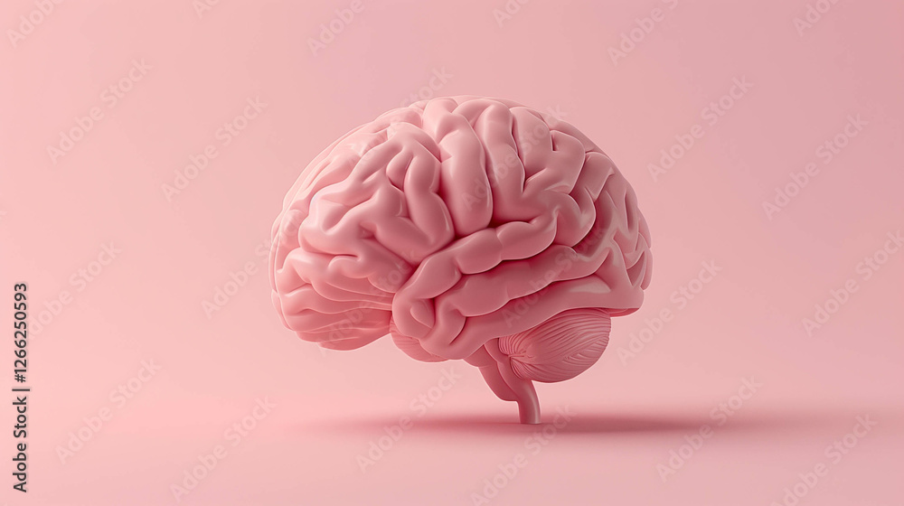 3D-rendered human brain in soft pink tones, symbolizing intelligence and neuroscience 3D-rendered human brain in soft pink tones, symbolizing intelligence and neuroscience