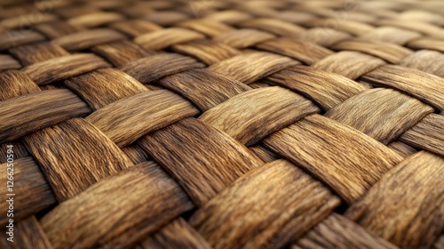 Close-up woven brown wicker texture photo