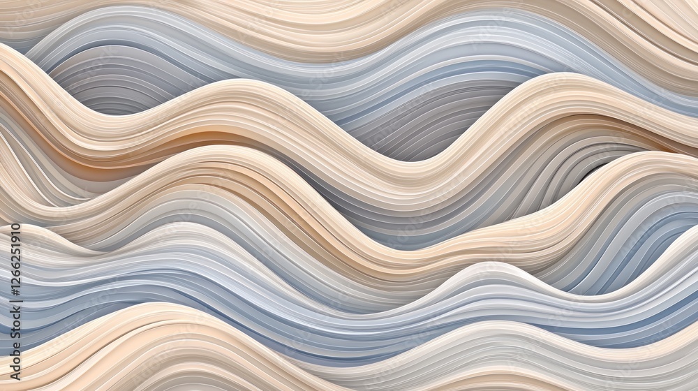 Obraz premium Abstract wavy lines, pastel colors, layered design, background for branding