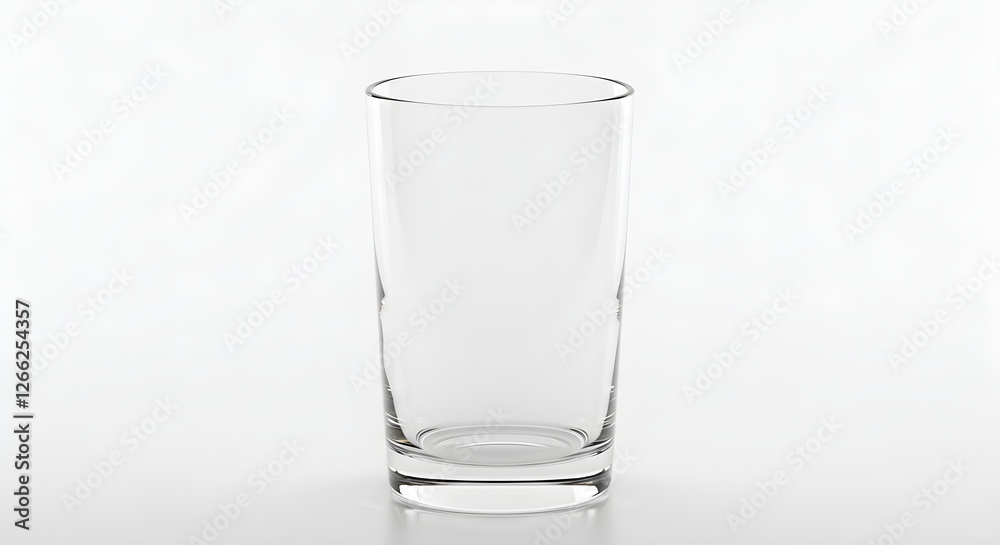 A clear glass placed alone, isolated on a clean white background with perfect lighting. A clear glass placed alone, isolated on a clean white background with perfect lighting.