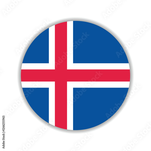 Iceland circle flag logo icon digital vector illustration