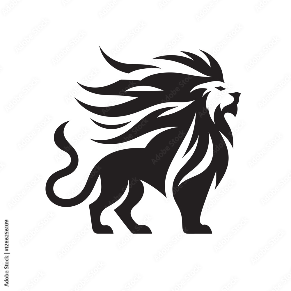 Fototapeta premium Stylized roaring lion silhouette.