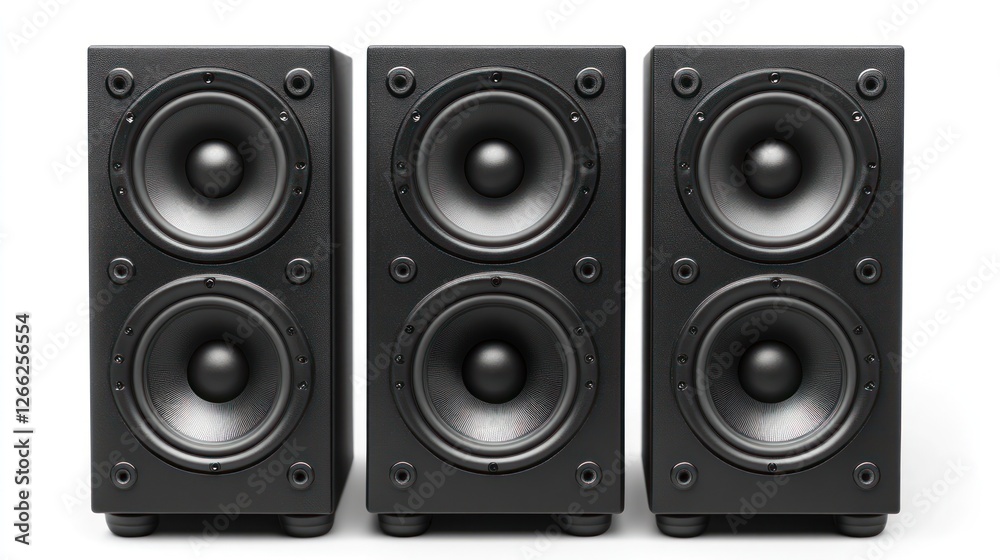 Studio speakers, audio, system, three, black, white background, music, sound Studio speakers, audio, system, three, black, white background, music, sound