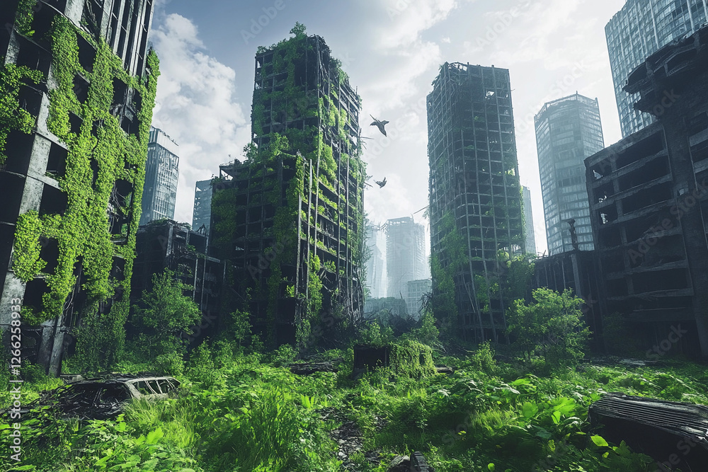 Poster Urban Jungle Emerges As Nature Reclaims Abandoned City With