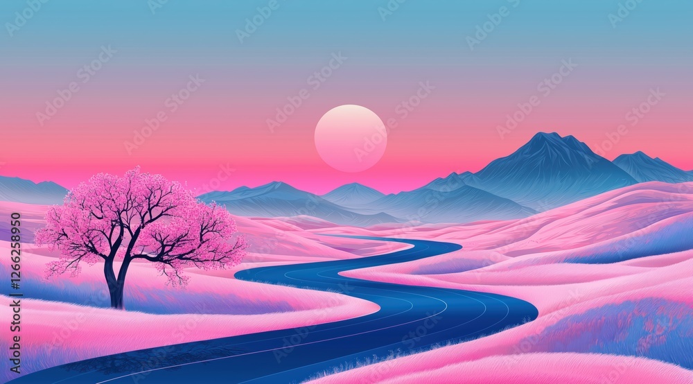 tranquil lake at sunset with vibrant colors. peaceful and dreamy landscape.
