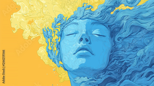 surreal portrait of a woman with flowing liquid hair. intricate and dreamlike illustration.