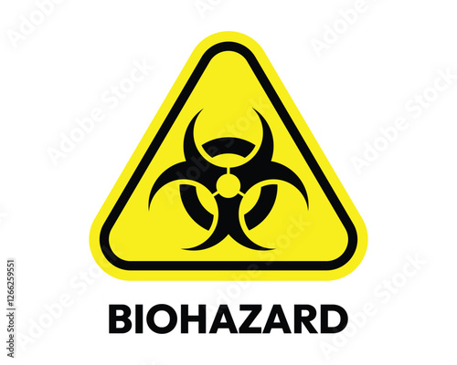 Biohazard Triangle Warning Sign - Yellow Border