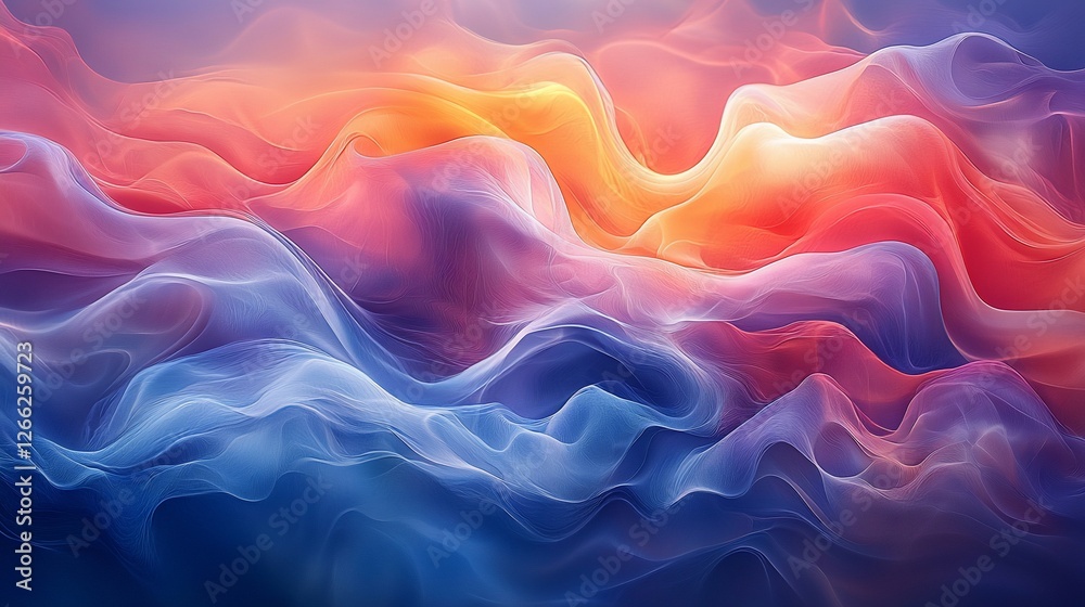 Fototapeta premium Abstract waves of vibrant colors flowing harmoniously in a digital art composition