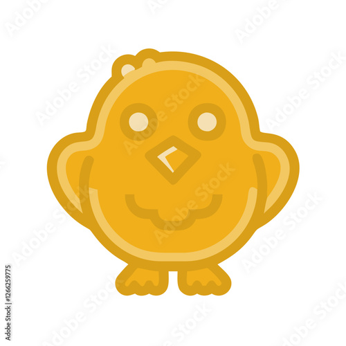 Cute yellow bird icon with a cheerful expression on a plain background copy space