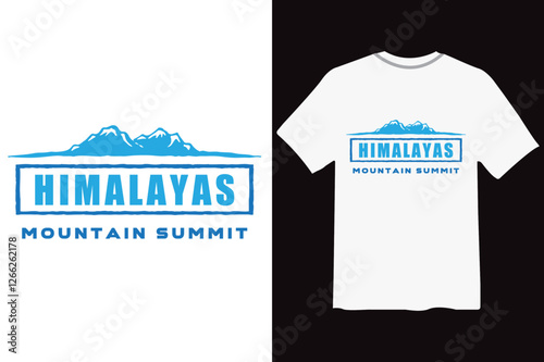 Bold Himalayas mountain summit logo design. Perfect for adventure brands, hiking gear, t-shirts, posters, and exploration concepts. Ideal for outdoor and travel branding.