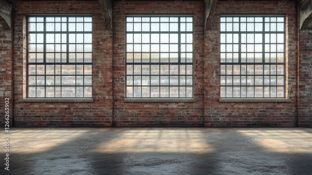 Fototapeta premium industrial loft interior with large windows