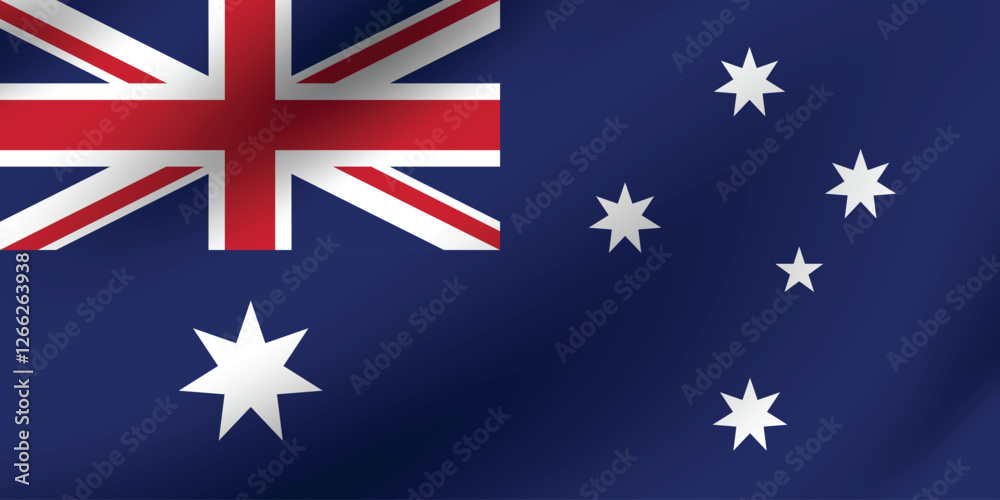 Fototapeta premium Australia flag official colors and proportion digital vector illustration. Pleated flag.