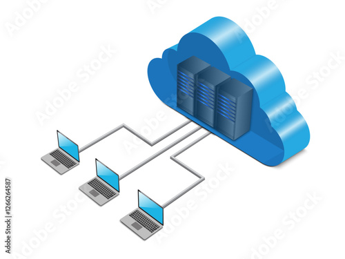 Cloud computing concept. Global networking.